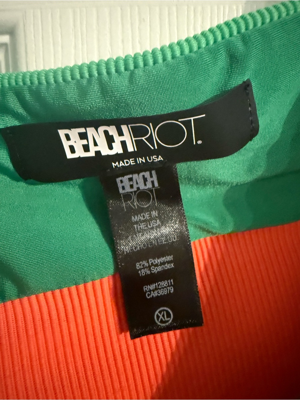 Beach Riot Colorblock Ribbed Bikini Set Green Pink Orange Size XL/L - Picture 3 of 5